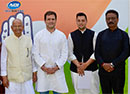 Rahul Gandhi with Pandit Sukh Ram and Aashray Sharma